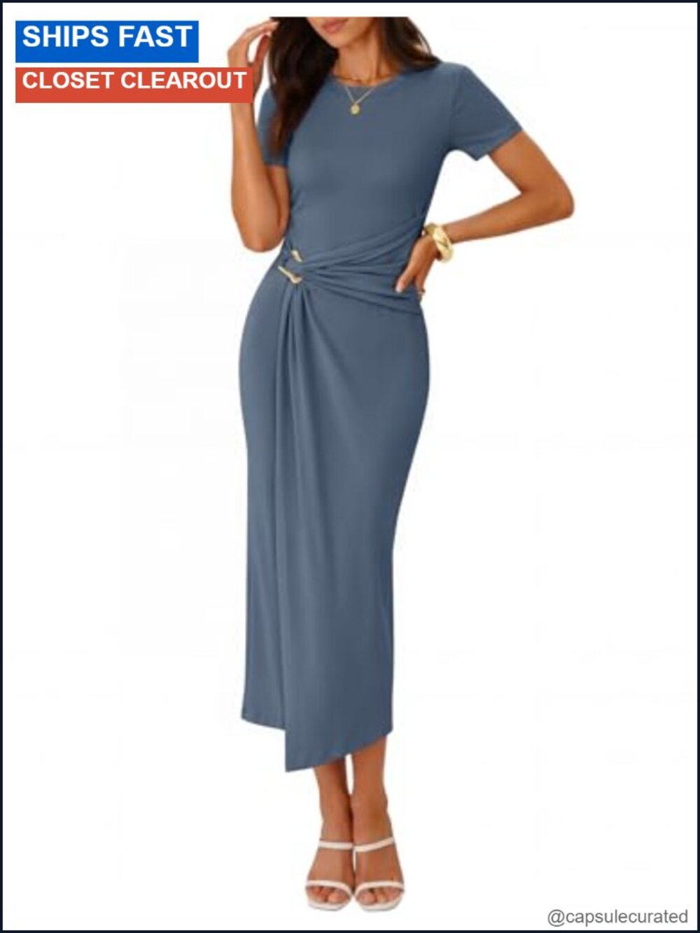 ZESICA Women's Summer Short Sleeve Wrap Cocktail Midi Dress
